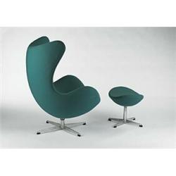 Arne Jacobsen, Egg chair and ottoman, Fritz Hansen, Denmark, 1957, upholstery, fiberglass...