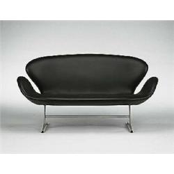 Arne Jacobsen, Swan settee, Fritz Hansen, Denmark, 1957, aluminum, leather, fiberglass...