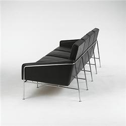 Arne Jacobsen, 3304 sofa, Fritz Hansen, Denmark, c.1959, leather, stainless steel, 85"w...