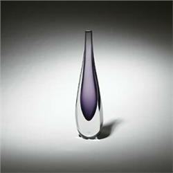 Flavio Poli, Sommerso vase, Seguso, Italy, 1950s, 14"h, Violet drop cased in clear glas...