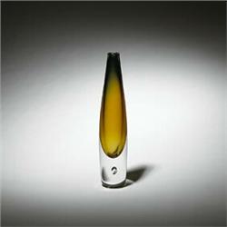 Flavio Poli, Sommerso vase, Seguso, Italy, 1950s, 13"h, Yellow drop cased in clear glas...