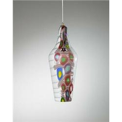 Ansolo Fuga, pendant fixture, A.V.E.M., Italy, c. 1960, 7"dia x 19.5"h, White spiral wi...