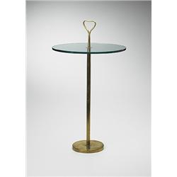 Gio Ponti, attribution, table, c. 1950s, brass, glass, 16"dia x 22"h, 2000-3000...