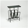 Image 1 : Jacques Adnet, magazine rack, France, 1950s, leather over iron, brass, 15.75"w x 10.5"d x...