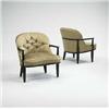 Image 1 : Edward Wormley, Janus armchairs, pair, Dunbar, USA, c.1957, mahogany, silk, 27.5"w x 24...