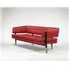 Image 1 : Edward Wormley, sofa, Dunbar, USA, c. 1957, mahogany, brass, leather, 78"w x 32"d x 28"...