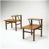 Image 1 : Edward Wormley, end tables, Dunbar, USA, c. 1949, walnut, mahogany, leather, 19"w x 28"...
