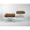 Ludwig Mies van der Rohe, Barcelona stools, pair, Knoll, USA, c. 1960s, steel, leather...