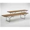 Image 1 : Harry Bertoia, benches, pair, Knoll, USA, c. 1950, ash, iron, 72"w x 18.5"d x 15.5"h...