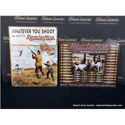LOT: DECORATIVE METAL SIGNS REMINGTON OFFICIAL SIGNS 2X MONEY