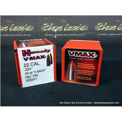 HORNADY V-MAX .224", 22 CAL, 55 GR, W/CANNELURE 22241 100 COUNT 2X MONEY