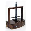 Image 1 : A mahogany and boxwood strung linen press, with plain supports, turned wood screws and oak slats,...