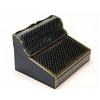 Image 1 : A mid 19th century ebony and brass inlaid table top stationery box, with quatrefoil inlay, the sh...