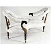Image 1 : A William IV rosewood conversation seat, with an upholstered crest rail and seat, baluster turned...