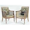 Image 1 : A pair of George IV mahogany library chairs each with a moulded rectangular back, caned sides, ba...