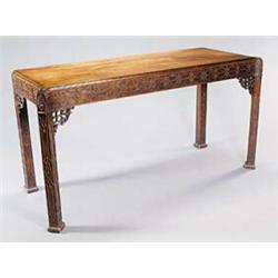 A late 19th century mahogany serving table, the rectangular top with outset corners and a moulded...