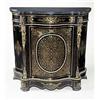 Image 1 : A late 19th century ebonised and brass inlaid side cabinet of serpentine form with gilt metal mou...