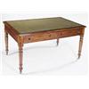 A Victorian mahogany writing table, with a leather inset and rounded corners above two short draw...
