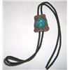 Image 1 : VERY UNIQUE VINTAGE MENS BOLO-TIE STAMPED WITH AN INDIAN KACHINA DOLL-BOLO-TIE HAS FAUX TURQUIOSE &