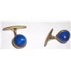 Image 1 : VERY OLD VINTAGE MENS CUFF-LINKS WITH BLUE COLORED STONES SET IN GOLD-TONED FINDING!! ITEM CAME OUT