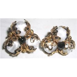 VERY OLD VINTAGE CLIP-ON EARRINGS WITH AUTHENTIC PEARLS *EXTREMELY RARE* VERY UNIQUE!!