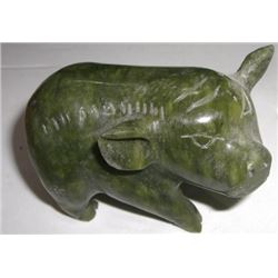 BEAUTIFUL CARVED *HEAVY-APPROX 3 1/3" X 2"* SOLID JADE PIG!! ITEM CAME OUT OF ESTATE!!
