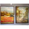 Image 1 : 2 Large Italian Scenery On Canvas - 2 Times the Money