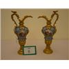 Image 1 : Pair of Sevres style gilt ormolu mounted ewers with stylised dragon handles, having handpainted s…