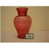 Image 1 : Large ribbed cranberry glass vase, 11" high…