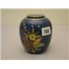 Image 1 : Carltonware vase with handpainted enamel and gilt flowers on dark blue ground…