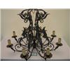 Image 1 : Eight branch wrought iron ceiling light with scrolled acanthus leaf decoration…
