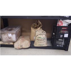 APPROX 1/2 BAG OF WHEAT GLUTEN, 3/4 BAG OF SLOW FLAKES, 20KG BAG OF STRONG BAKERS FLOUR, APPROX 1/2 