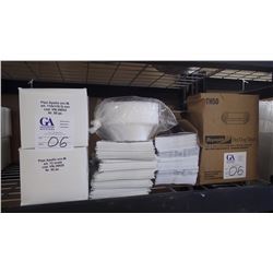 8 BOXES OF SQUARE AND ROUND PIZZI APOLLO ART GOLD PADS APPROX 50 PER BOX, STUROFOAM BOWLS, TWO SIZES