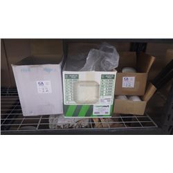 APPROX 400 OF ROUND GOLDEN PLATES APPROX 1/2 BOX OF SQUARE BAKING PAPERS.