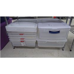 APPROX 6 RUBBER MADE STORAGE BINS WITH LIDS
