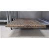 Image 5 : SLAB OF GRANITE, ROUND PIECE OF MARBLE, ONE WOODEN CUTTING BOARD, AND ONE PLASTIC CUTTING BOARD.