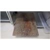 Image 6 : SLAB OF GRANITE, ROUND PIECE OF MARBLE, ONE WOODEN CUTTING BOARD, AND ONE PLASTIC CUTTING BOARD.