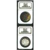 Image 1 : 1882-S S$1 MS64 NGC, deep tobacco-brown, aqua, and rose-violet patina frames the brilliant centers;.