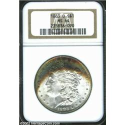 1883-O S$1 MS64 NGC. The otherwise untoned surfaces reveal rich cobalt, red, orange, blue-gray, and.