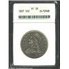 Image 1 : 1837 50C VF30 ANACS. The color is a rather attractive combination of dove-gray in the open spaces, a