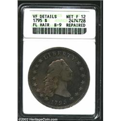 1795 S$1 Flowing Hair, Three Leaves--Repaired--ANACS. VF Details, Net Fine 12. B-9, BB-13, R.3. Rich