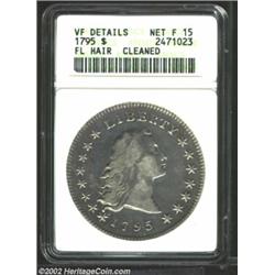 1795 S$1 Flowing Hair, Two Leaves--Cleaned--ANACS. VF Details, Net Fine 15. B-2, BB-20, R.3. A gloss