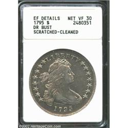 1795 S$1 Draped Bust, Off Center--Scratched, Cleaned--ANACS. XF Details, Net VF30. B-14, BB-51. Ther