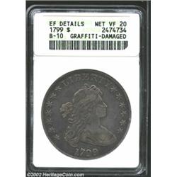 1799 S$1--Graffiti, Damaged--ANACS. XF Details, Net VF20. B-10, BB-163, R.1. A non-numismatist has s