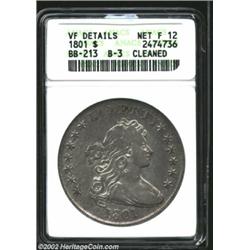 1801 S$1--Cleaned--ANACS. VF Details, Net Fine 12. B-3, BB-213, R.3. Die State II, with heavy die cl