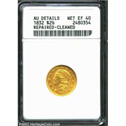1832 $2 1/2--Repaired, Cleaned--ANACS. AU Details, Net XF40. Bass-3029, the only known dies, R.4. No