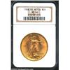 1908 $20 No Motto MS64 NGC. A well struck near-Gem that rich cartwheel luster and impressively prese