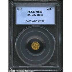 Undated 25C Liberty Round 25 Cents, BG-222, R.4, MS63 PCGS. Star near, but not touching, the tip of.