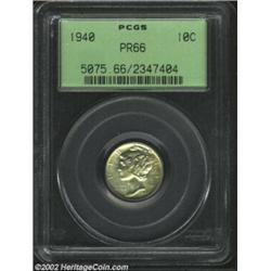 1940 10C PR66 PCGS. Milky yellow-gray and lime-green patina ensures the originality of this immacula