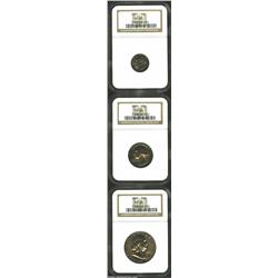 1951 10C Dime PR67 NGC, the NU in UNUM is faint, as made due to a polished die; 1951 Quarter PR66 NG